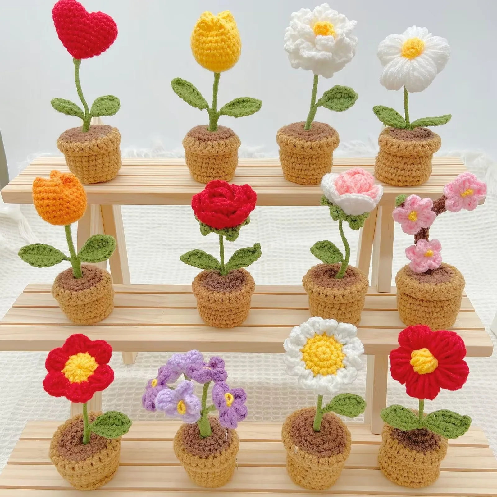 Crochet Knitted Sunflower Kit Sewing Package For Beginner Adult Handmade DIY Craft Crocheting Supplies Tool Girls Gift