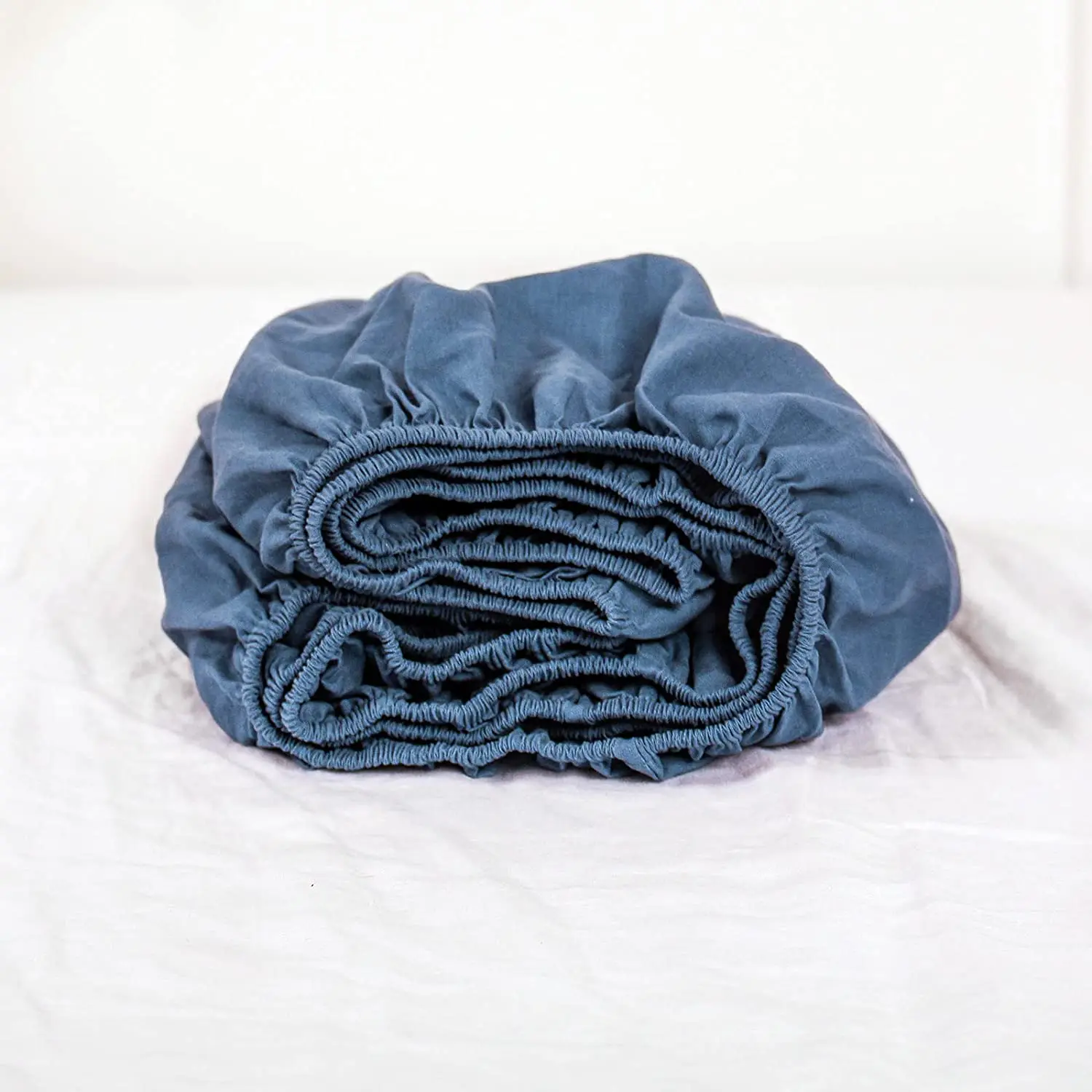 Simple&Opulence 1Pc Linen Cotton Fitted Sheet 14 Inch Deep Pocket Mattress Cover Natural Flax Breathable Bedding Set Bedsheet 2