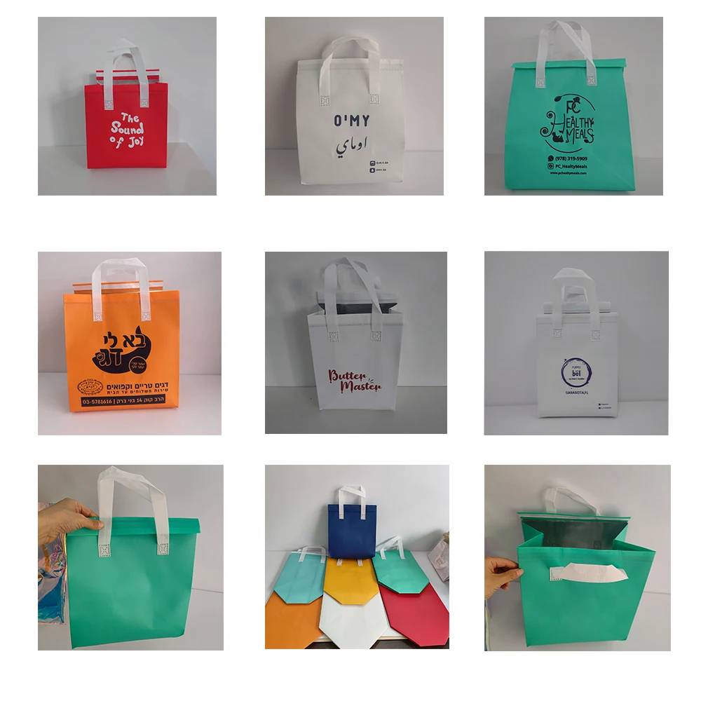 500pcs/Lot Custom Printed Portable Non Woven Fabric Insulation Cooler Bag for Takeaway Lunch Fish Coffee Picnic Travel Promotion 6