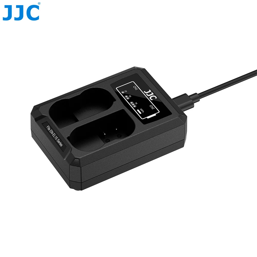 JJC アップグレード版 デュアルバッテリー充電器 USB-C ニコン EN-EL25