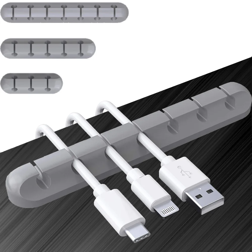 support de clips de câble Enrouleur de câble de bureau en silicone Trois Enrouleur de câble 