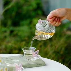 Elegant Hand - Blown Glass Teapot with Infuser - Large Capacity - 400 - 600ml (Pot 1 cup 1 plate 1)