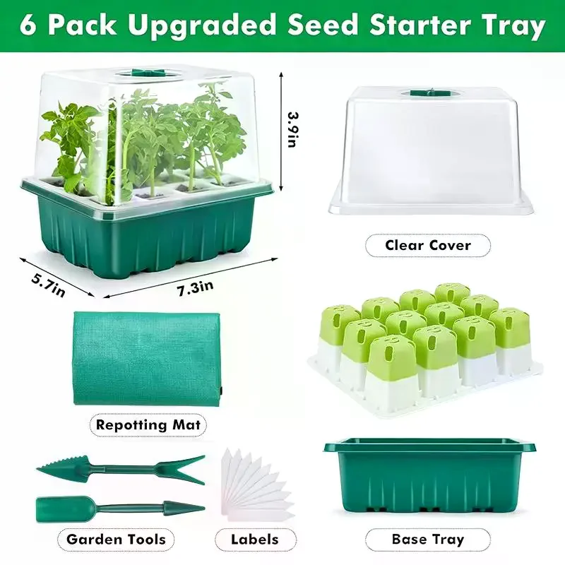 Seed Starter Tray Mini Greenhouse Kit with Humidity Dome