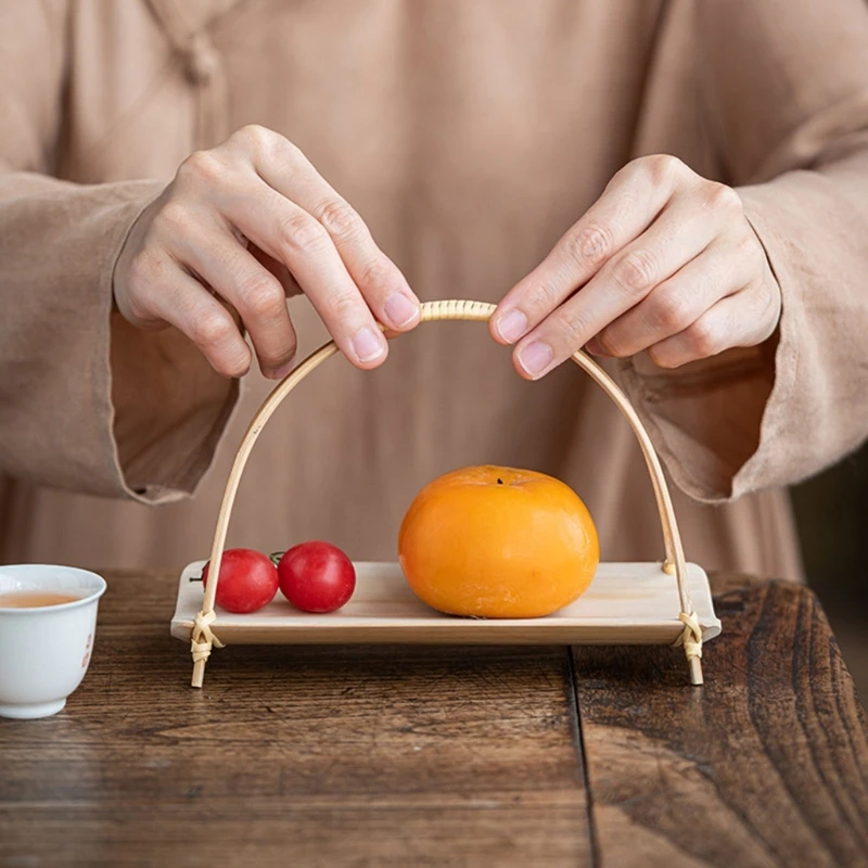 Compact Holder with Handle Small Tray Portable Tray Convenient Serving Basket Suitable for Tea Lovers 4