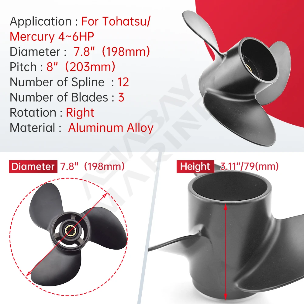 Propeller Alu 10 X 7, 4-Blatt Für Suzuki (Schubpropeller