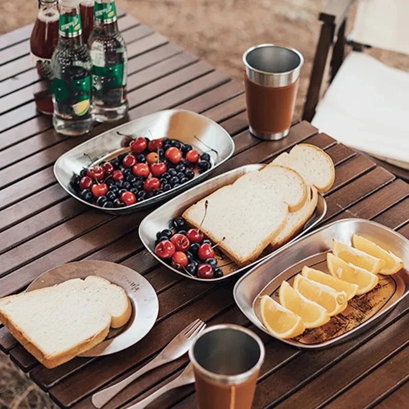 Fruit Plate Kitchen Outdoor Picnic Tinplate with Random Pattern for Dried Fruit