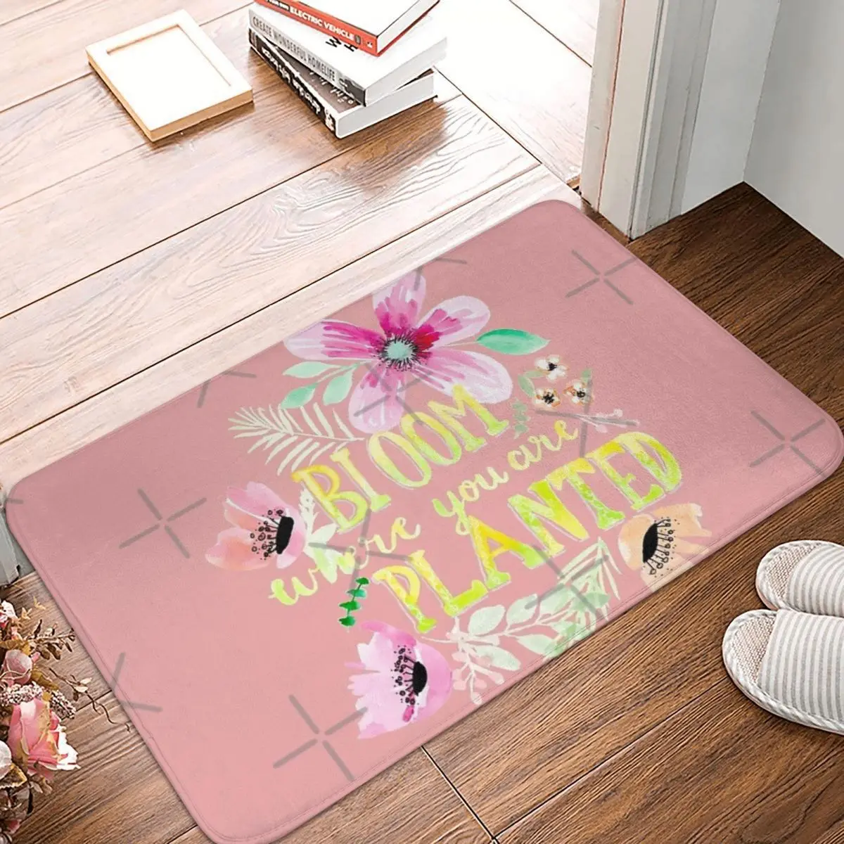 

Bloom Where You Are Planted Watercolor 40x60cm Carpet Polyester Floor Mats Mats Customizable Bathroom Carpets