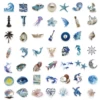 50pcs Ins Wind Blue and Silver Ocean Stickers  Aesthetic Cartoon Stickers For Laptops Luggage Skateboards Scrapbooks Guitars 4