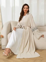 Spring New Arrival Long Abaya Dress 2025 Features Unique Embroidered Sleeves  Islam Kimono Kaftan Muslim Women Abaya Belted Robe