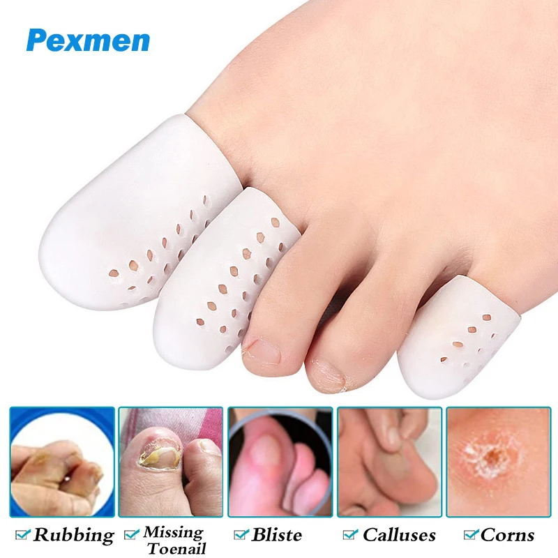 Pexmen 2Pcs/Pair Gel Toe Protectors Toe Caps Sleeve Prevent Blister Callus and Corn Relief Pain from Ingrown Toenails