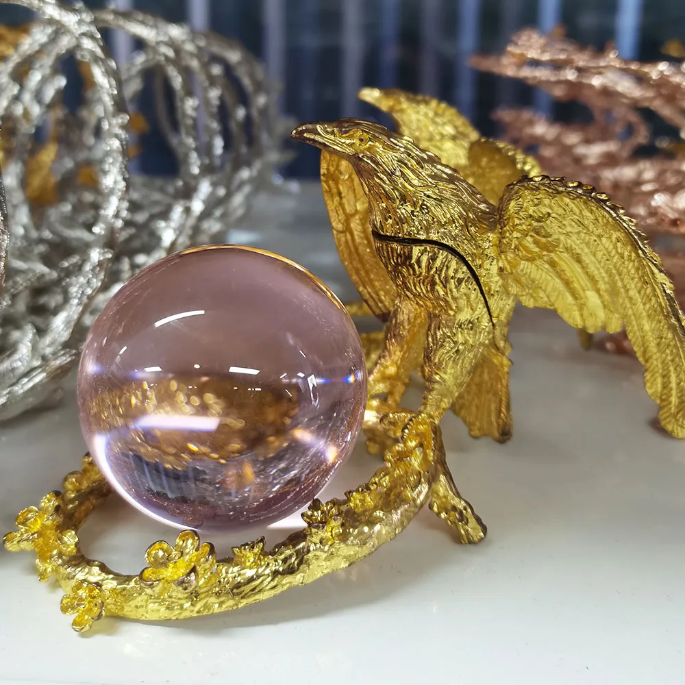

Cute Golden Hawk Metal Crystal Base Sphere Support Display Stand Photography Props Handicraft Decor