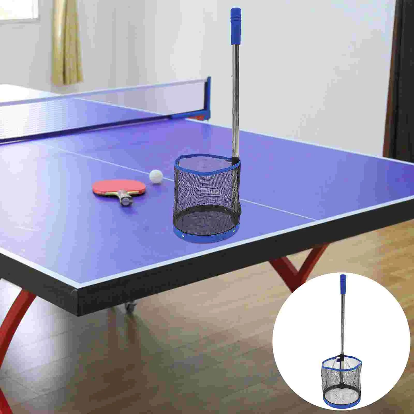 

Pingpong Ball Retriever Table Tennis Ball Picker Container Portable Pick Up Net Bag Training Tool for Ball(Blue)