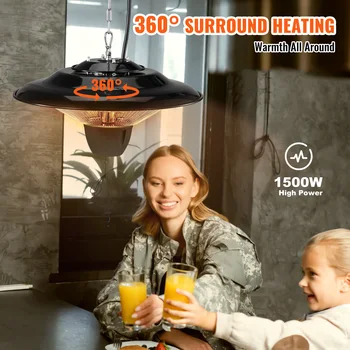 VEVOR Hanging Patio Heater 1500W with 23.6 inch Pull Cord And 20 inch Adjustable Chain for Porch Patio Dining Room Studio 3