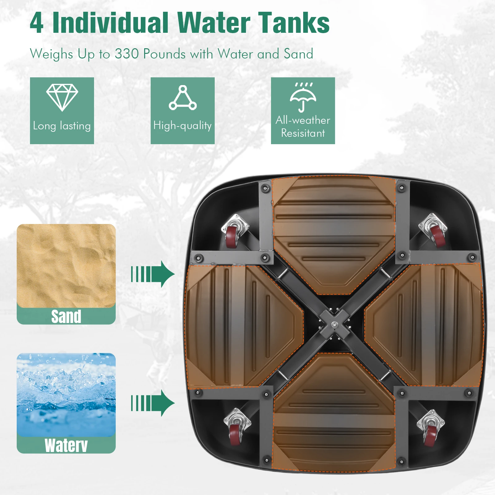 Cantilever Umbrella Base W/ Wheels Patio Umbrella Base Outdoor Umbrella Holder for Outdoor Deck Lawn Garden