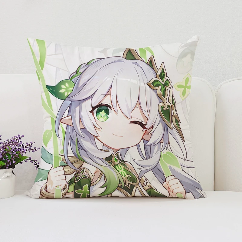 

Cushion Cover Genshin Impact Double sided Printed Pillow Cover Car Decoration Square Cushion Short Plush Sofa Cushion Cover
