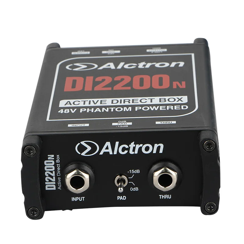 Alctron 고성능 액티브 DI 박스, 고무 프로텍터 포함, 무대 퍼포먼스 다이렉트 박스, 임피던스 변환, DI2200N