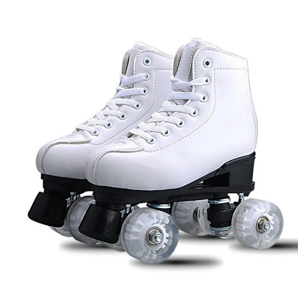 PU Leather Roller Skates Double Line Skates Women Men Adult Two Line Skating Shoes Patines With PU Flashing or not Wheels SP7