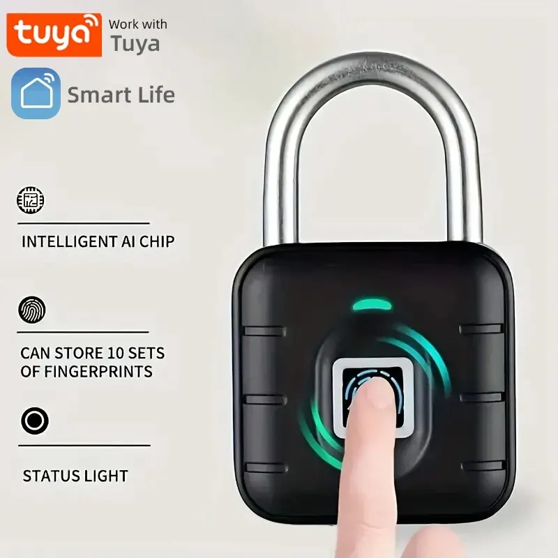 Tuya Lock Smart Biometric Fingerprint Lock Tuya Door Electronic Keyless Quick Unlock Digit Code Padlock IP67 Waterproof fingerprint padlock