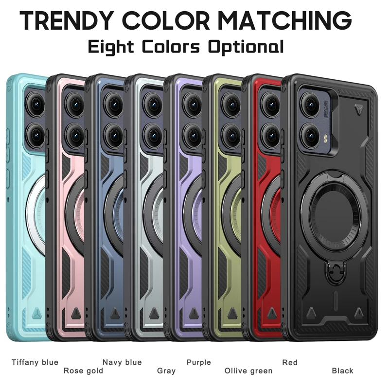 ELVEV Magnetic Dropproof Phone Case with Rotatable Ring Stand