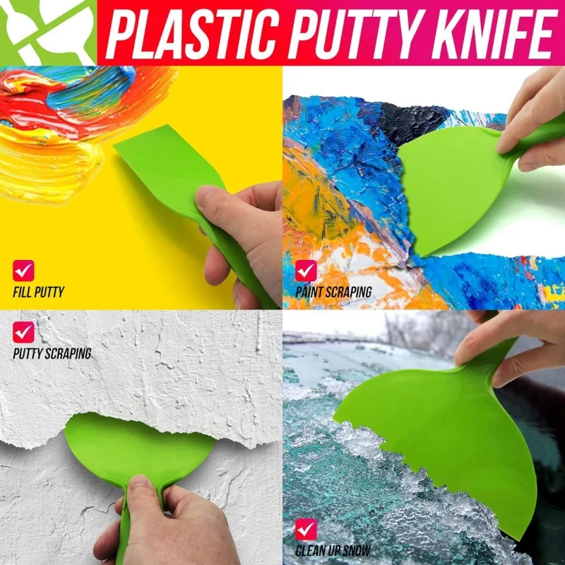 Putty Knife Set Flexible Plastic Paint Scraper Tool for Spackling Wallpaper Scraper spatula scraper Drywall Repair Spackle 5Pcs