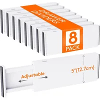 8 Pack Drawer Dividers 5" High, 13.5-22" Adjustable Clothes Organizers, Expandable Dresser Separators in Bedroom 1