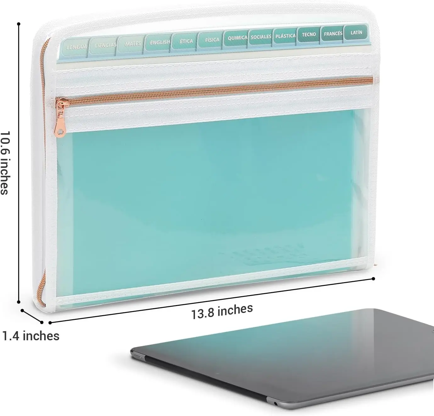 13 Pocket Expanding File Folder Organizer with Front Clear Pouch,Accordion File Organizer with Zipper Closure,Papers Letter Size