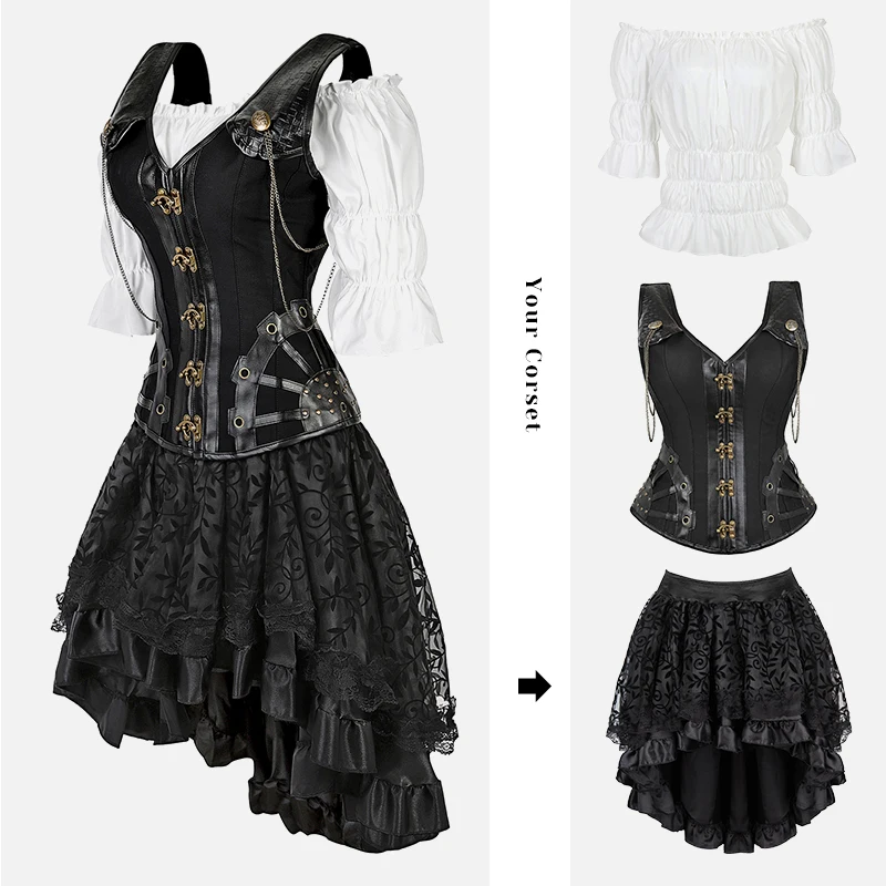 jutrisujo corsetto steampunk bustino pelle donna pirata gothic sexy