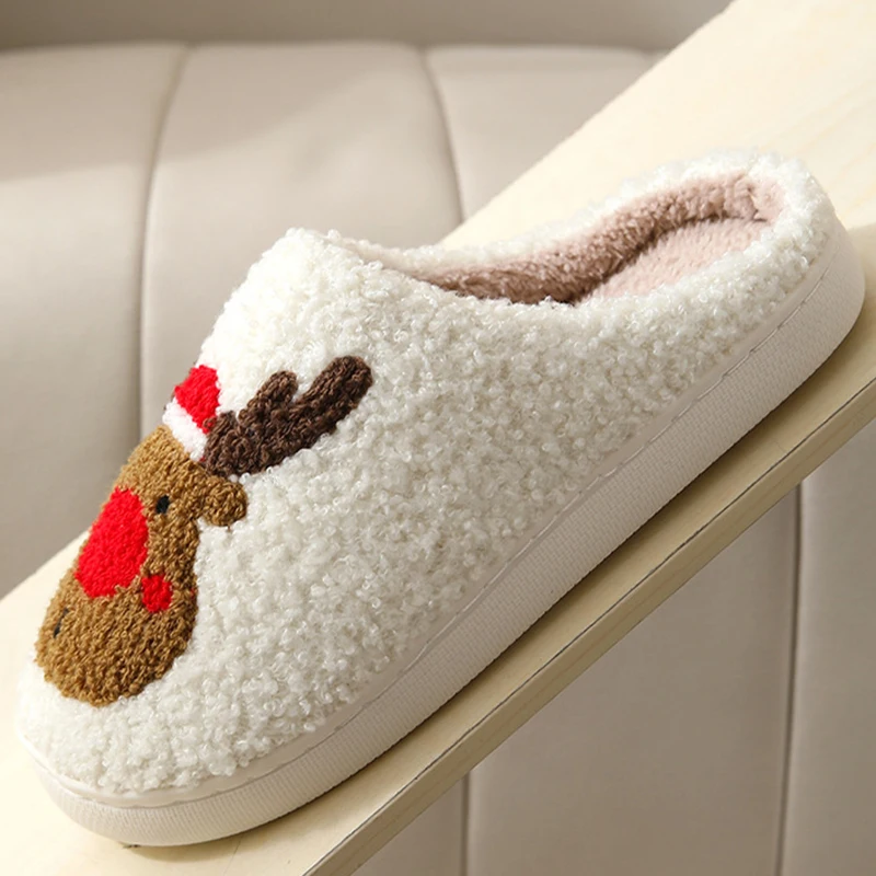 Men Women Indoor Sandals Fuzzy Slipper Winter Warm Home Flats for Women Christmas Gift Flip Flops Fluffy Shoes Soft Plush