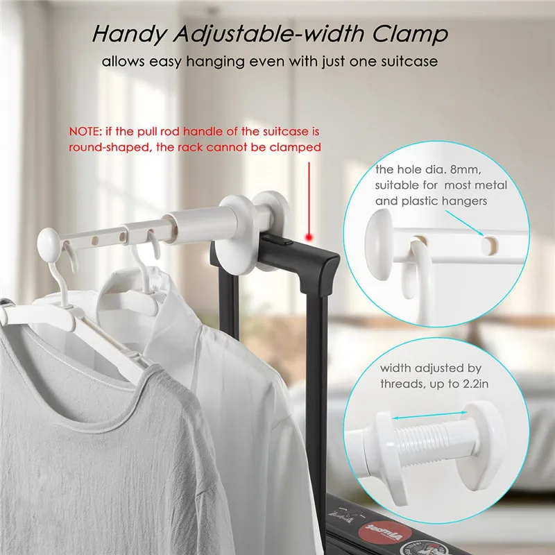 2/1Pcs Thickened Extended Folding Hanger Portable for Business Travel Outdoor Telescopic Clothes Drying Rack Easy to Install
