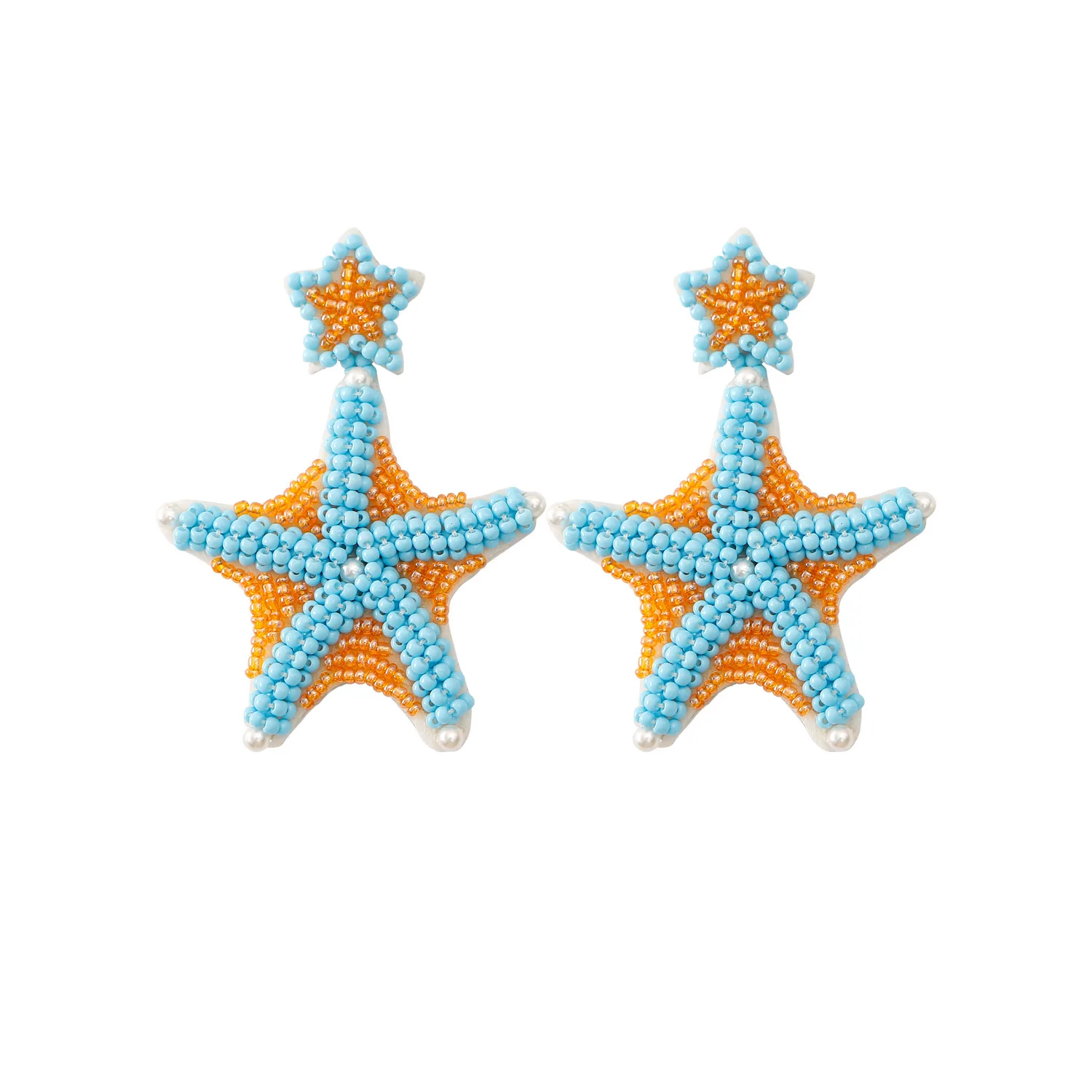 

Beaded earrings Originality Ocean Starfish Design Hand-knitted sweater Bohemia Alloy Tide Simple Rice bead earrings