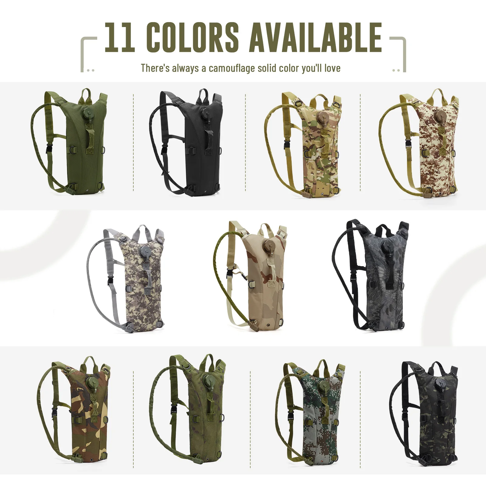 Versatile Tactical Backpack with Built-in Hydration System, fit Hiking Cycling Travel Camping, Double Shoulder，Men's Sports Bag