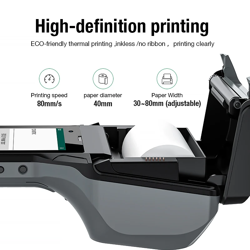 Handheld Android 12.0 PDA Printer 80MM Mobile Receipt Bill Thermal Printer 6 Inch Touch Screen Bluetooth Wifi 1D 2D Scanner
