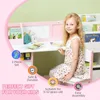Toddler Desk and Chair Set, Kids Writing Desk Study Table for Children with Whiteboard, Storage Cabinet, Child Furniture 6