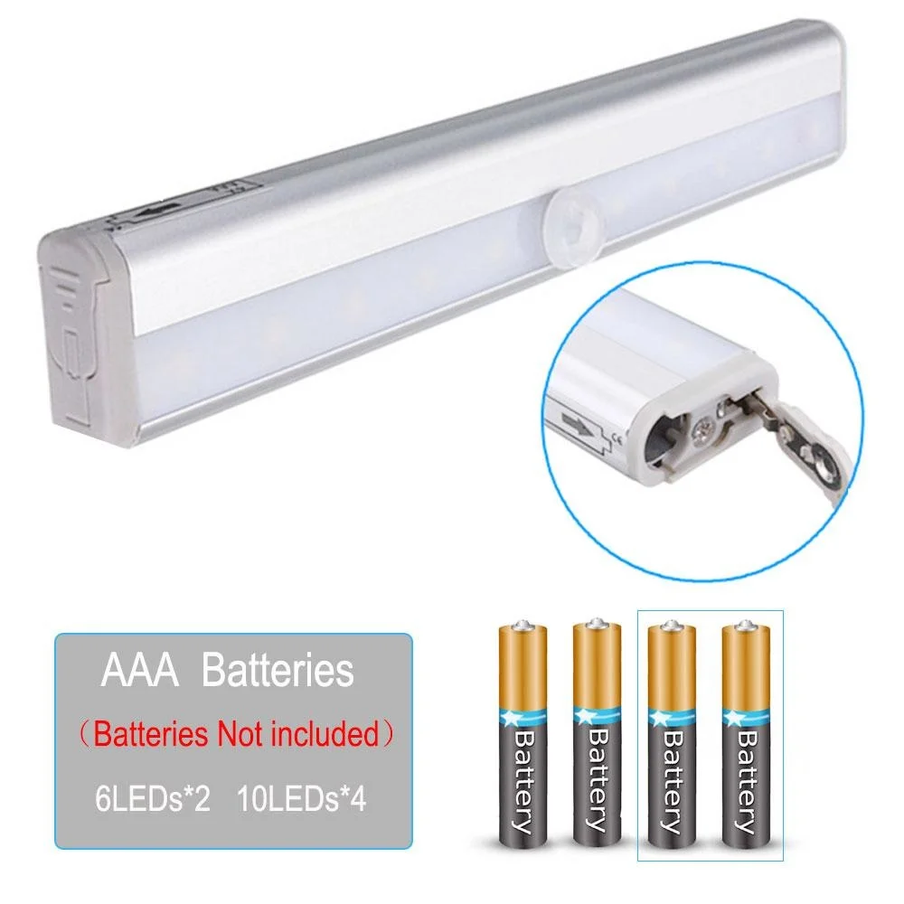 LED Under Cabinet Night Light With 6/10 LEDs PIR Motion Sensor Wireless Lamp for Closet Cupboard Wardrobe Bedroom Stairs Kitchen LED Under Cabinet Night Light With 6/10 LEDs PIR Motion Sensor Wireless Lamp for Closet Cupboard Wardrobe Bedroom Stairs Kitchen