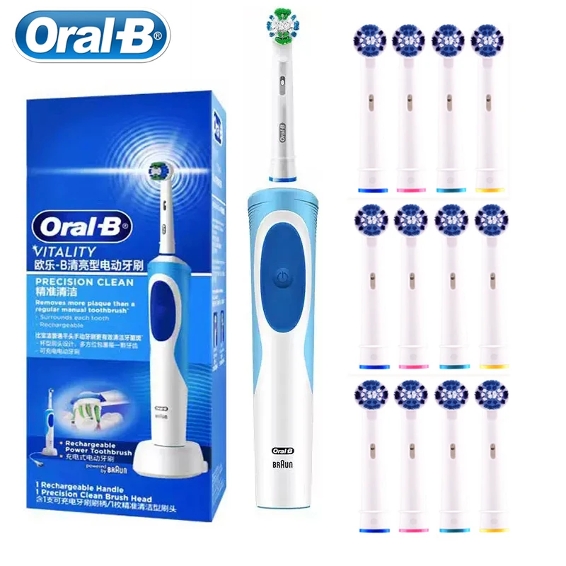 Spazzolino Elettrico Orale B Vitality Rotation Clean 3D Whiten Teeth Spazzola Ricaricabile Per Cure Odontoiatriche Per Adulti Con Testine Regalo
