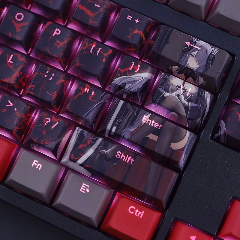 Azur Lane August Von Parsebal Keycap Pbt Dye Subbed Anime Gaming Key Caps Teclado Retroiluminado Ansi 61 87 104 108 Chaves Set - Imagem 3