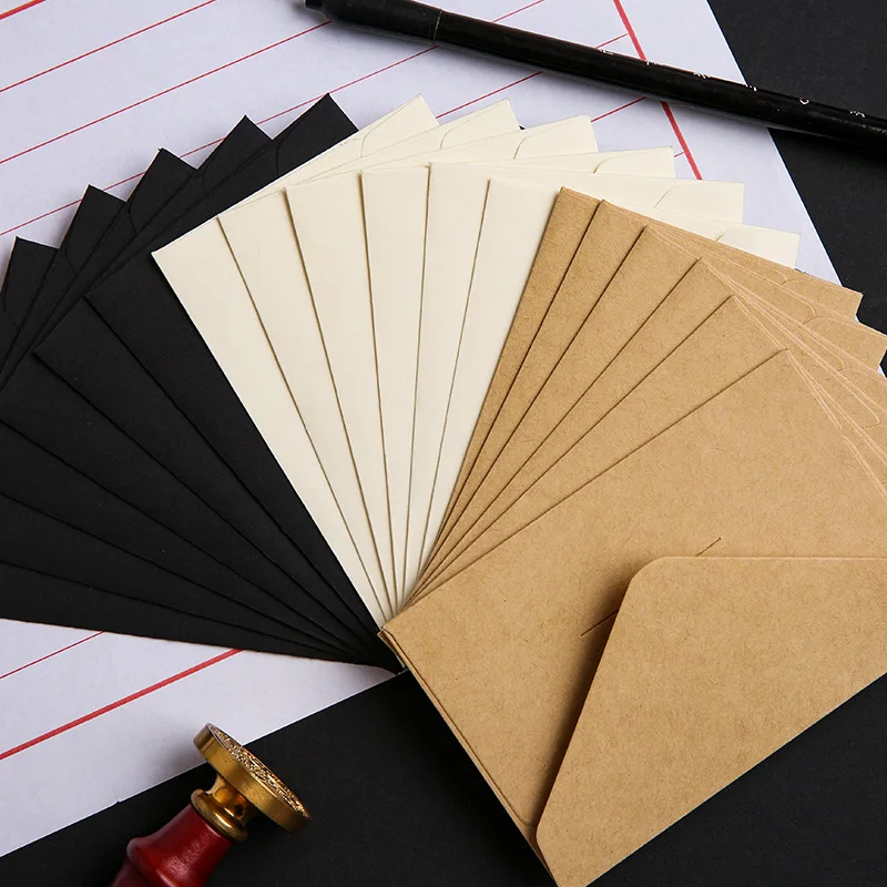 10pcs Mini Kraft Paper Envelopes Vintage Letter Writing Letter Pads Cover Cash Envelopes Party Holiday Postcards Cover Office 2024 year greeting cards with envelopes blank invitation cards handwritten postcards christmas party envelopes for letters