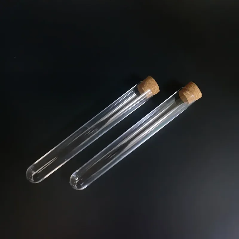 Plastic Test Tubes 20x150mm 10pcs To 100pcs With Cork Stopper For School Laboratory plastic test tubes lab glassware