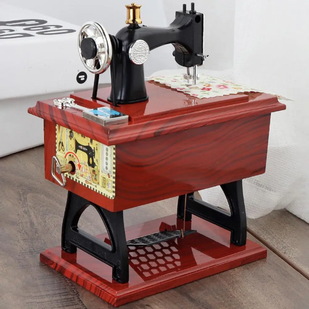 Sewing Machine Music Box Mini Vintage Retro Sewing Clockwork Music Box Gift Table Home Decoration music box