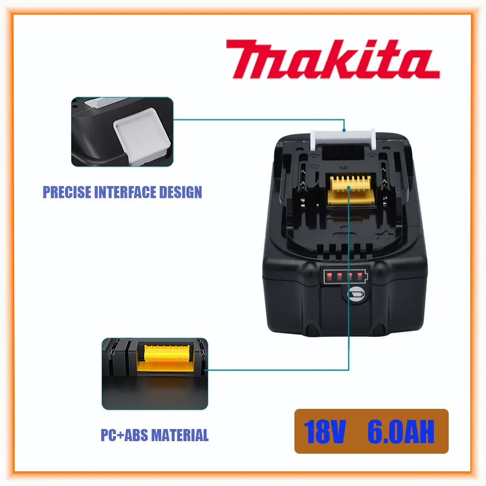 

Makita 100% оригинальный 18V 6.0Ah перезаряжаемый аккумулятор для электроинструмента со стандартной заменой литий-ионных аккумуляторов LXT BL1860B BL1860 BL1850