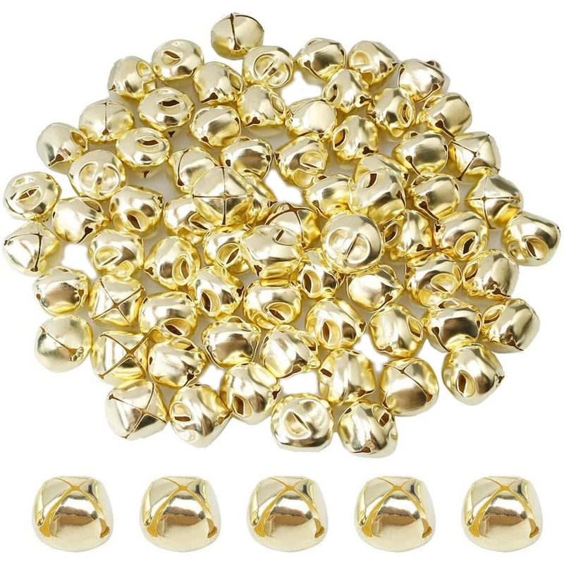 100 Pezzi Jingle Bells, 15Mm Metal Jingle Bells Mini Craft Bells Beads Per Oro Fai Da Te