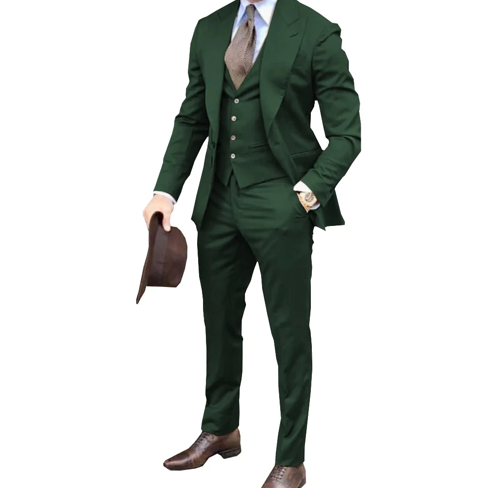 

Mens Suit Groom Tuxedos Brown Prom Wedding Slim Fit Cotton Formal Suit For Men 3pcs(jacket+pants+vest)