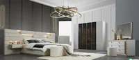Ensemble de meubles de chambre à coucher modernes de luxe en gros de Chine, lit double king size avec cadre en bois, rangement, lit queen en MDF, pour la maison et les hôtels 6