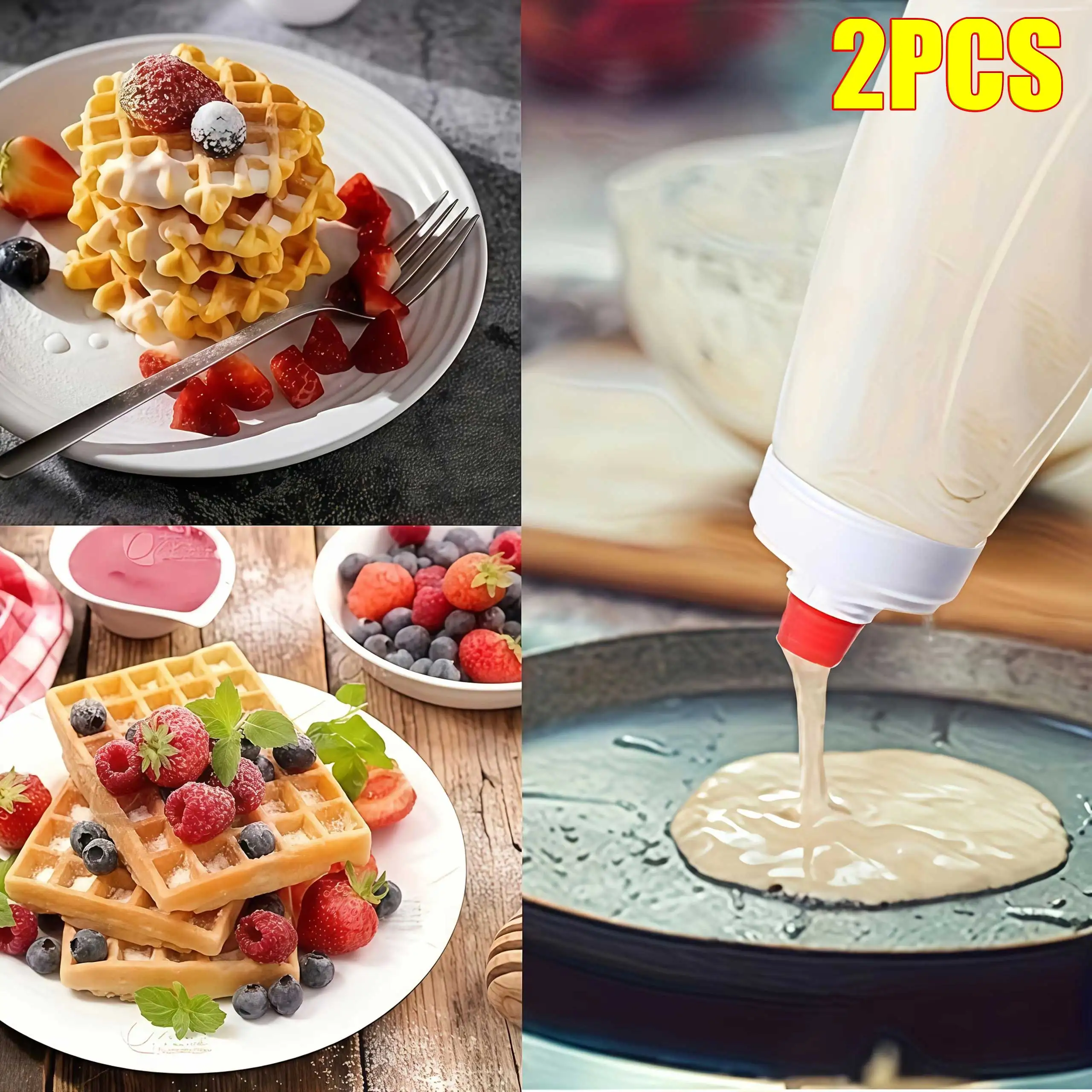 Waffles Dispenser 1000ml Batter Mixing Bottle Pancake Dispenser and Mixer Pancake Batter Shaker Bottle Cake Baking Cookie Tools pancake batter mixer,batter dispenser
