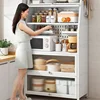 Modern Metal Kitchen Cabinets Household Multi-functional Storage Rack Multi-layer Floor Microwave Oven Cabinet with Door c 5