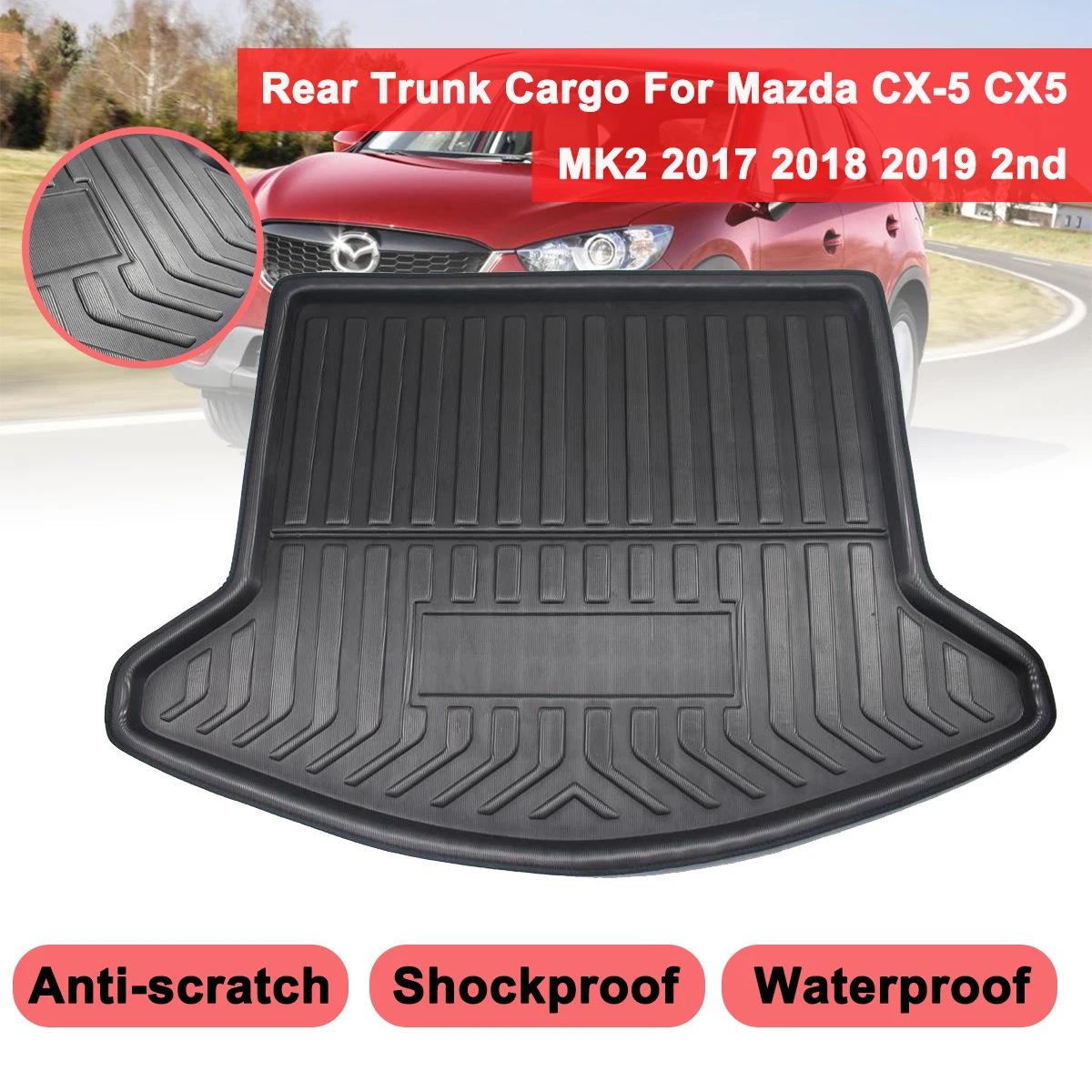 

Для Mazda CX-5 CX5 MK2 2019 2018 2017 2-й грузовой вкладыш, багажник, задний багажник, матовый коврик, напольный коврик, Противоскользящий коврик