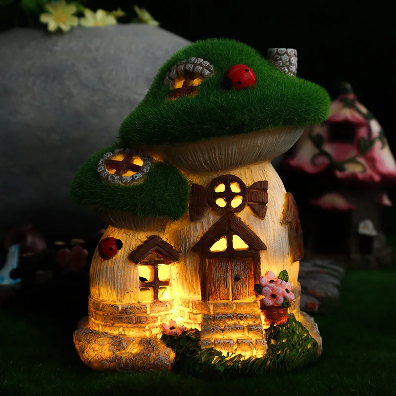 Fairy Tale Solar Castle Garden Decor Figurine Lights For Outside With