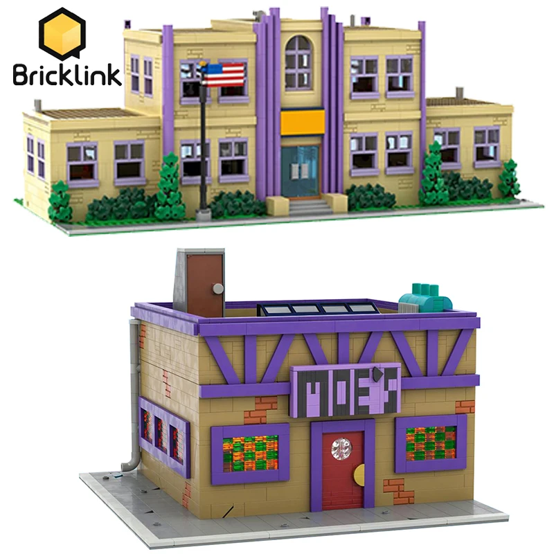 Bricklink City House Anime Simpsoned Modular Moe's Tavern and