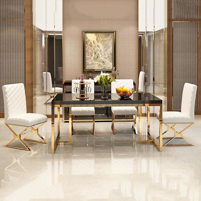 

Frame Dining Chair Set Of 4 Leather Backrest Office Kitchen Desk Accent Nordic Dining Table And Stool