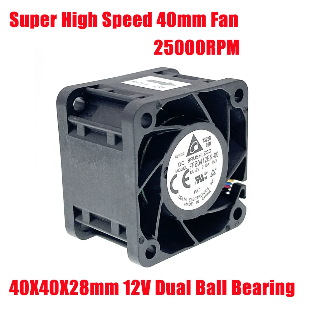 Super Alta Velocidade 40 mm 4cm Ventilador de Refrigeração para Delta Ffb0412en00 40x40x28 mm Duplo Rolamento de Esferas 12v 25000rpm 1u 2u Servidor Refrigeração Novo